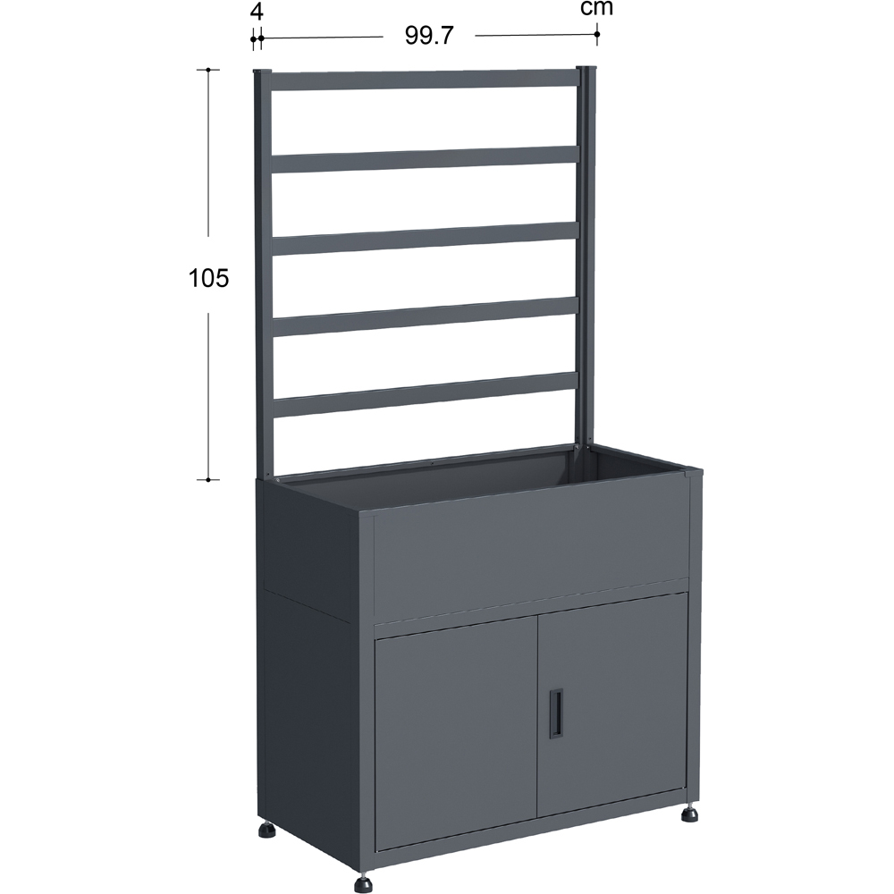 Trimetals 6.2 x 3.2ft Anthracite Raised Planter with Storage Cupboard and Trellis Image 6