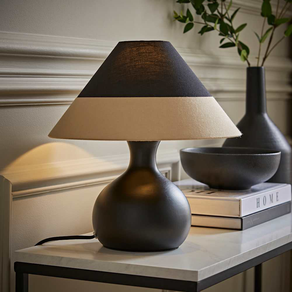 ValueLights Rupert 2 Tone Cone Tapered Shade Black LED Table Lamp with Bulb Image 3