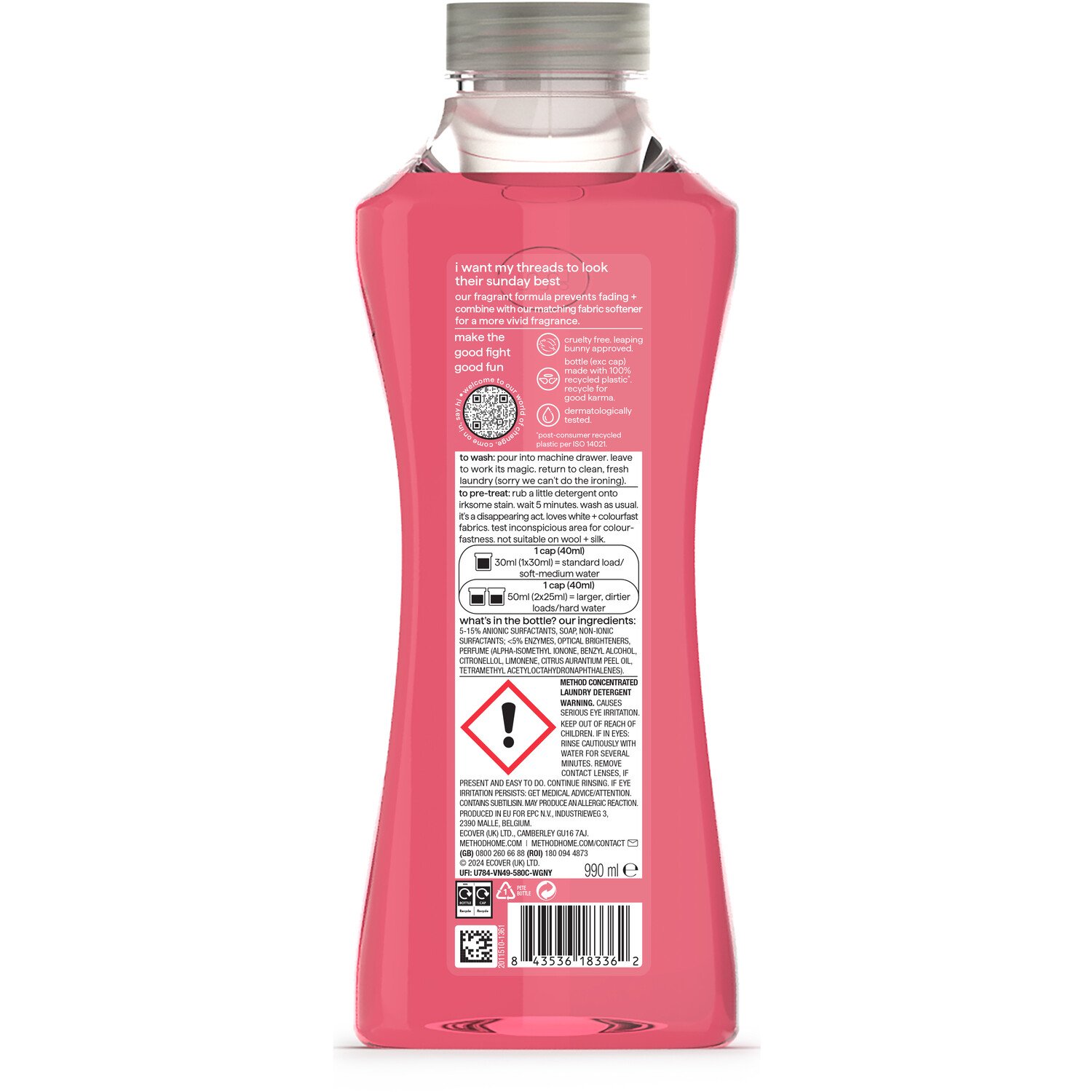 Method Concentrated Laundry Liquid 990ml Peony Blush Image 2