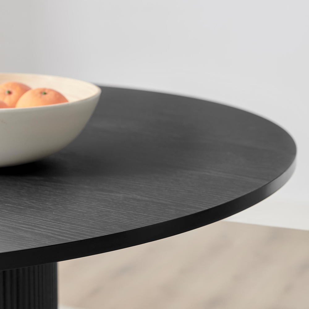 Furniturebox Penfold 4 Seater Round Wooden Pedestal Dining Table Black Image 4