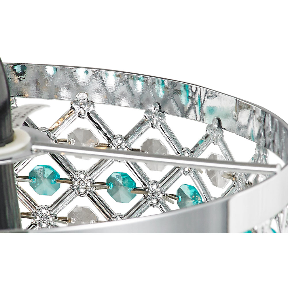 Happy Homewares Modern Sparkly Clear and Teal Beads Ceiling Light Pendant Shade Image 3