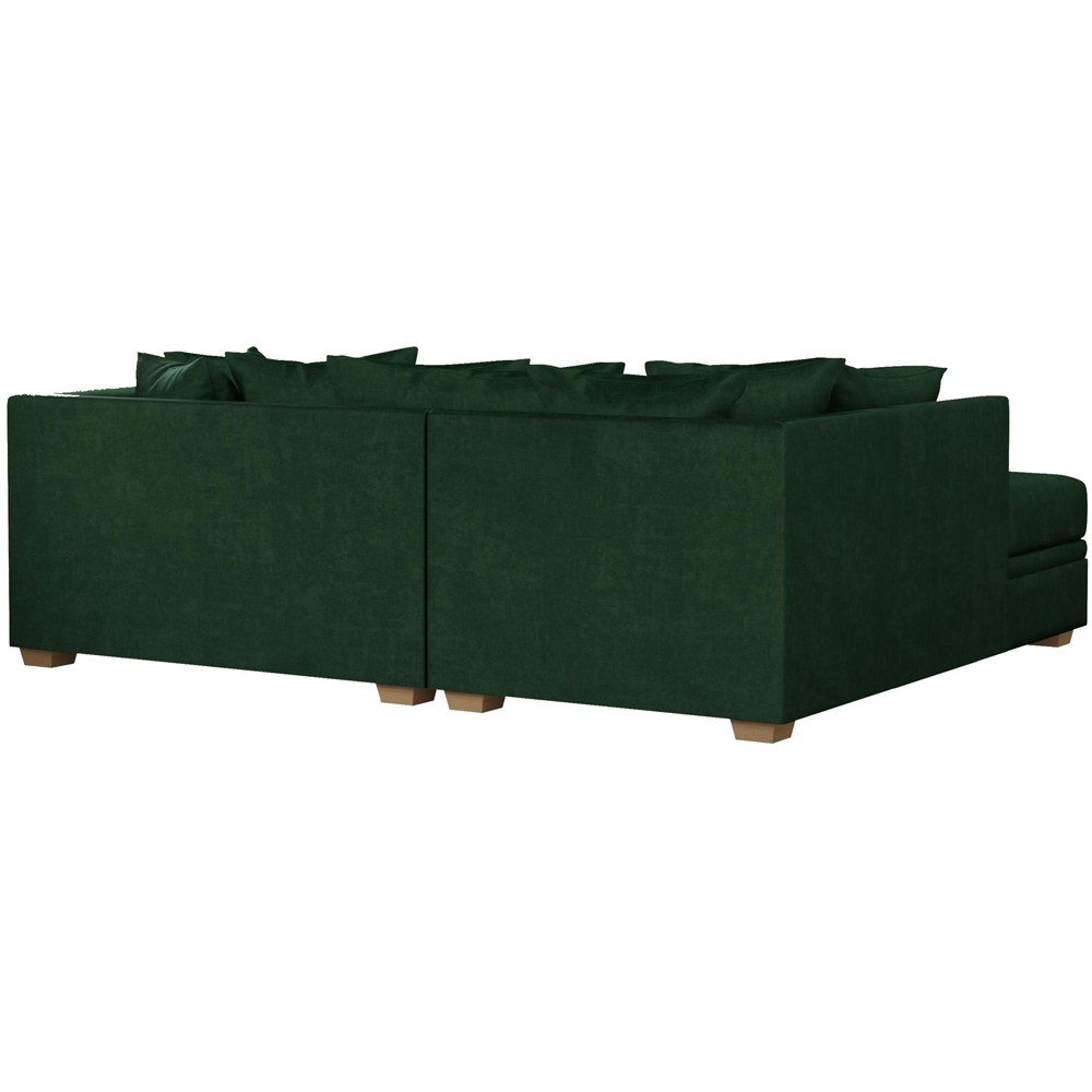 Modo 3 Seater Forest Green Plush Velvet Left Hand Scatter Back L-Shape Corner Sofa Image 5