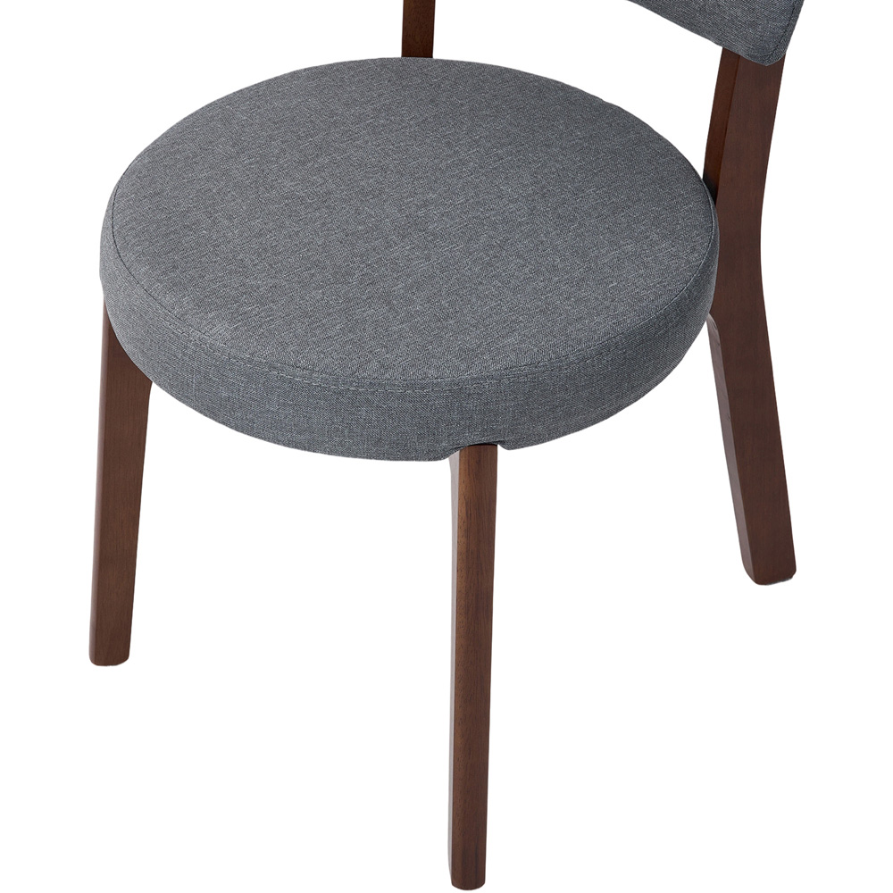 Living and Home Set of 2 Grey Linen-Effect Fabric Upholstered Rubberwood Dining Chairs Image 5