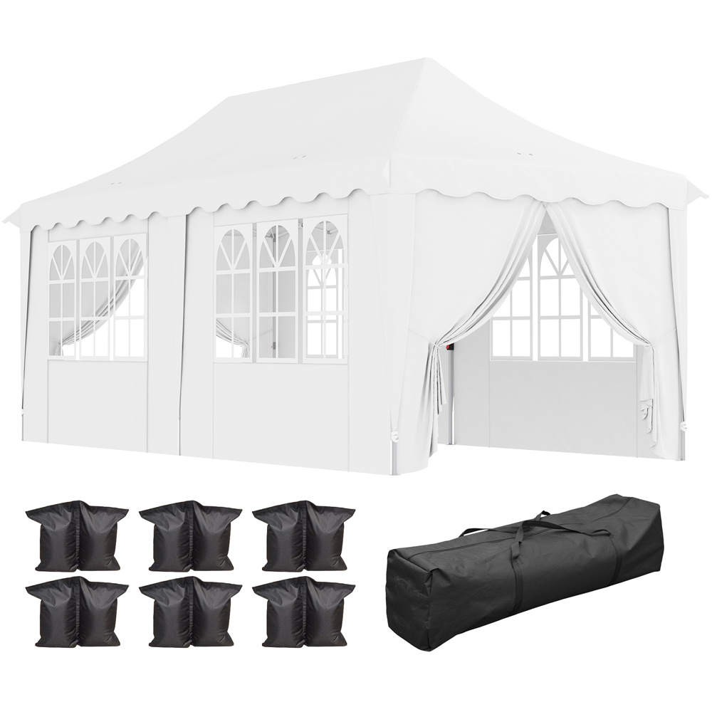 Outsunny 3 x 6m White UPF50+ Pop Up Gazebo with Sides and Carry Bag Image 2