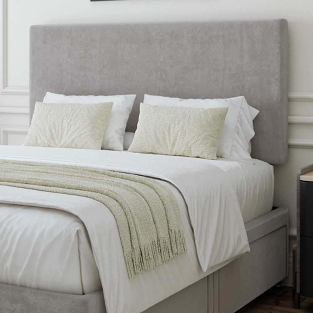 Bedmaster Super King Seal Grey Naples Linen 4 Drawer Divan Base with Valencia Headboard Image 2