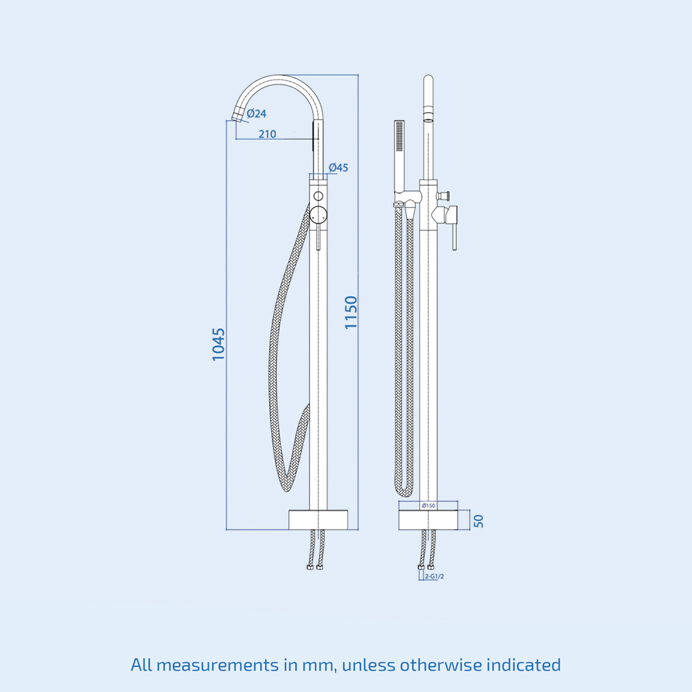 Nes Home Blossom Freestanding Bath Shower Mixer and Basin Mixer Tap with Waste Image 3