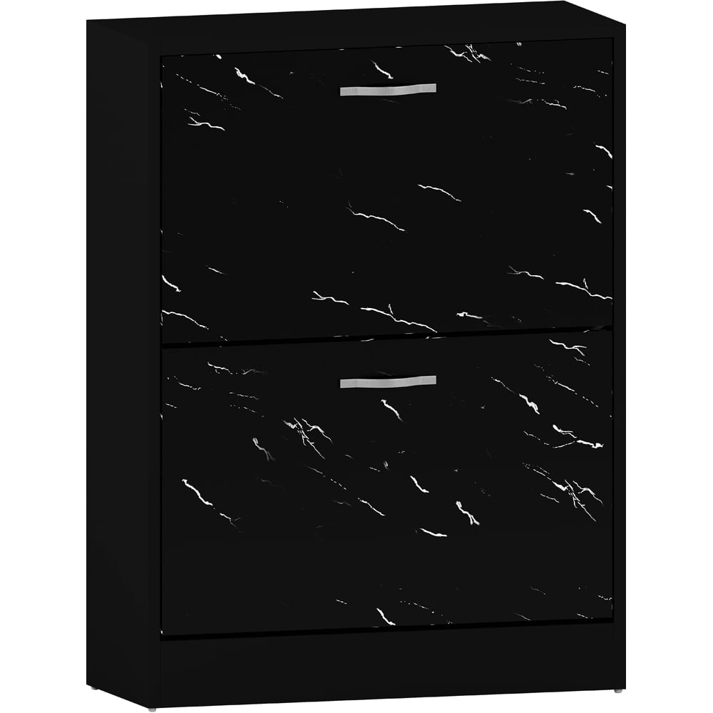 Vida Designs 2 Drawer Black Marble Shoe Cabinet Image 2