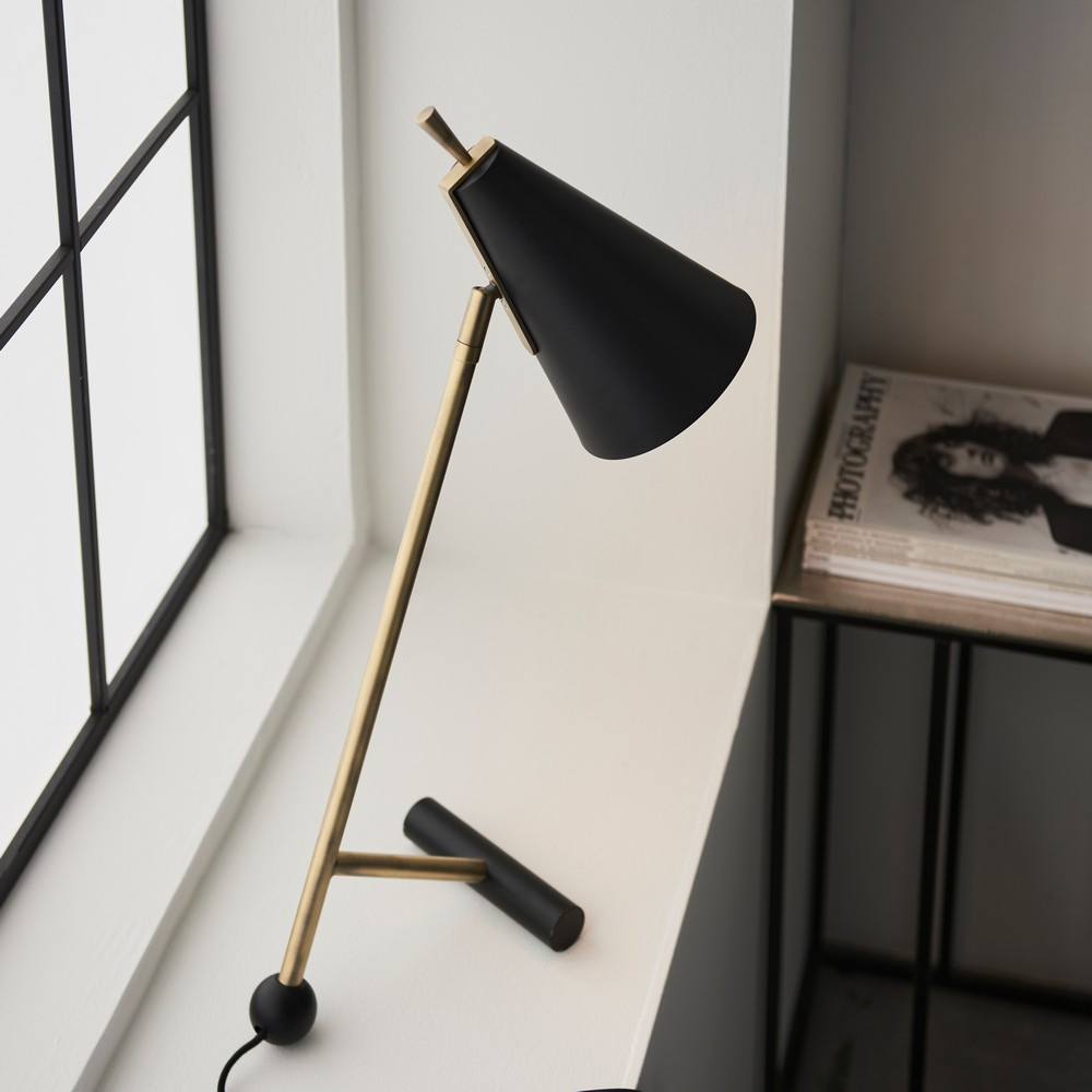 Merano Alta Matt Black Antique Brass Table Lamp Image 5