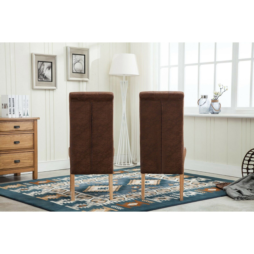 Brown Set of 2 Tufted High Back Fabric Dining Chair Image 4