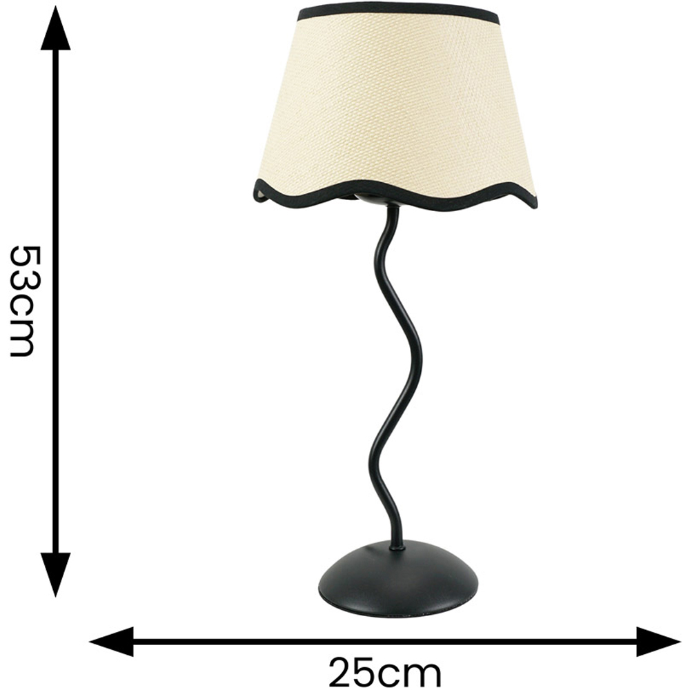 ValueLights Wiggle Linen Scallop Black Edge Shade Black Metal Stem LED Table Lamp Image 6