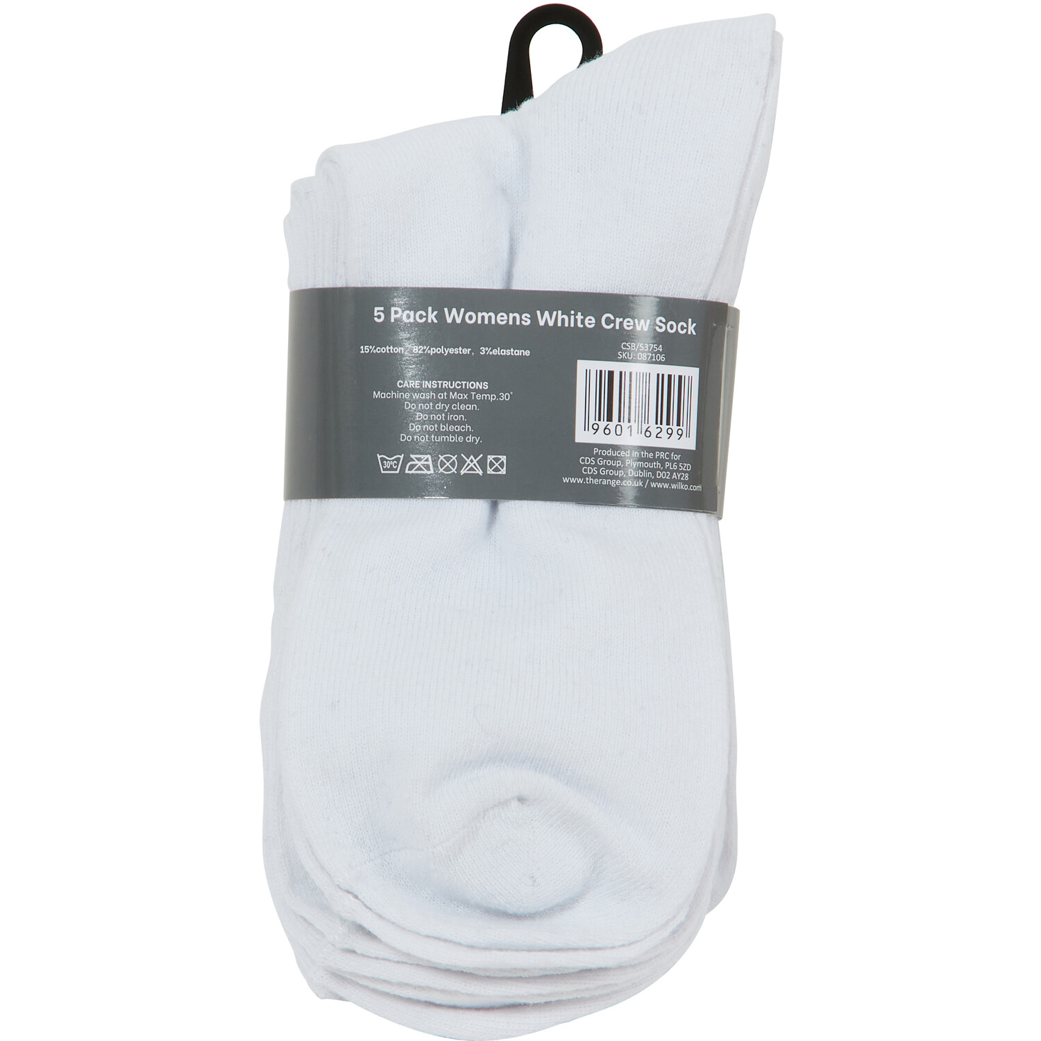 Pack of 5 Womens Everyday Crew Socks - White Image 2
