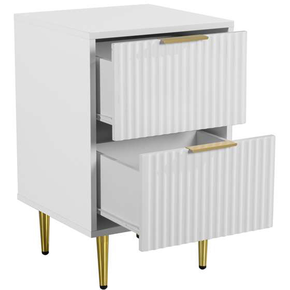 Birlea Zara 2 Drawer White Fluted Bedside Table Set of 2 Image 4