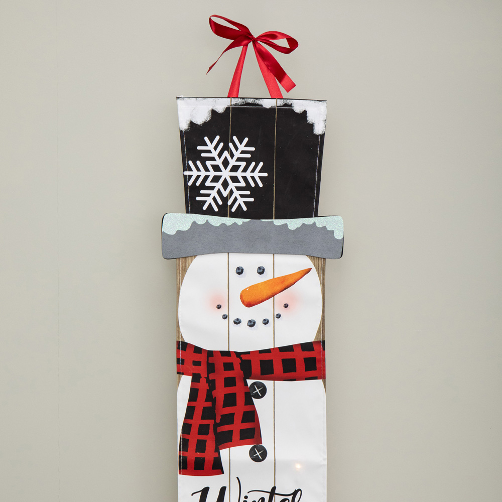 Samuel Alexander Warm White LED Fabric Light Up Hanging Christmas Snowman Banner 120cm Image 4
