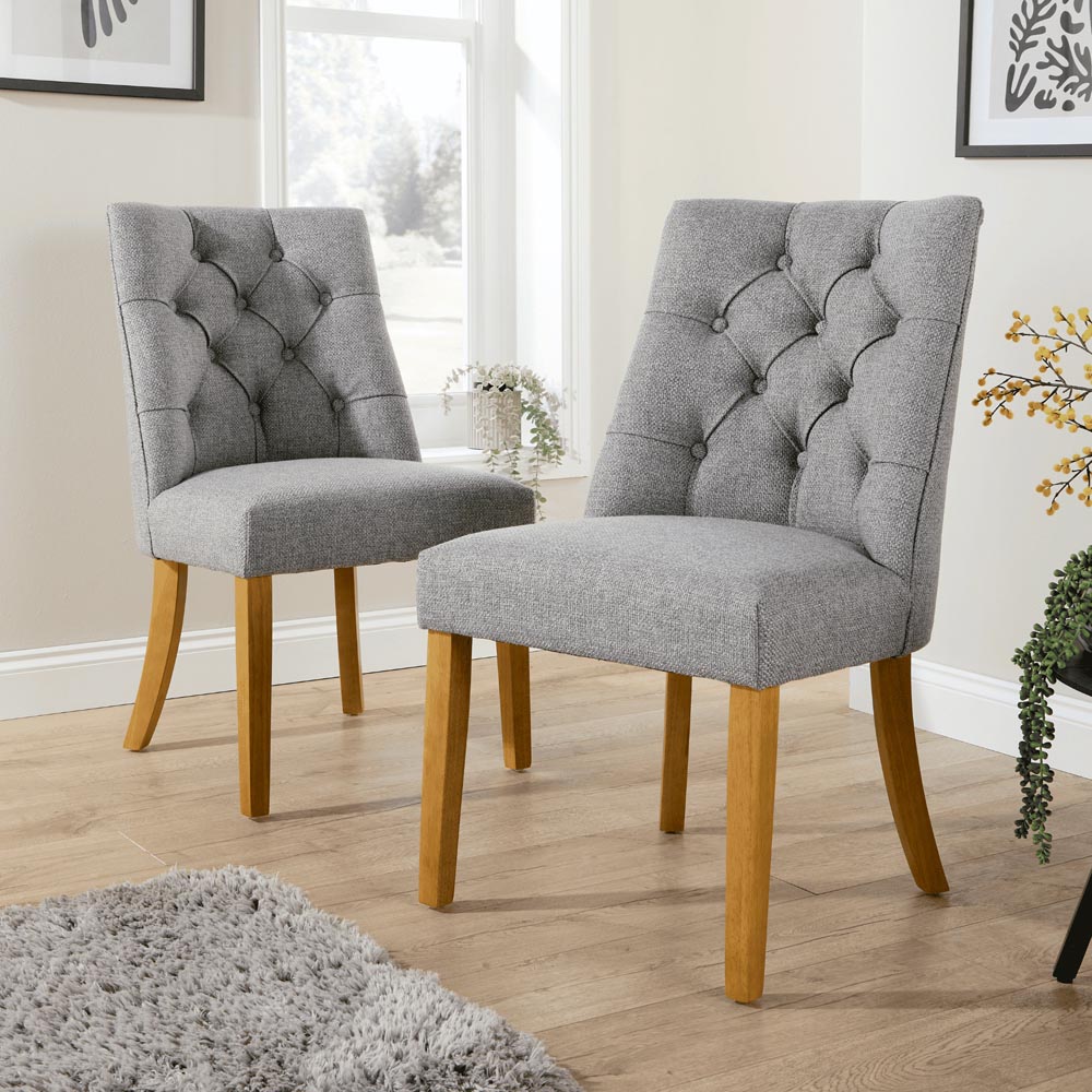 Home Source Samara Set of 2 Grey Tufted Dining Chair Image 6