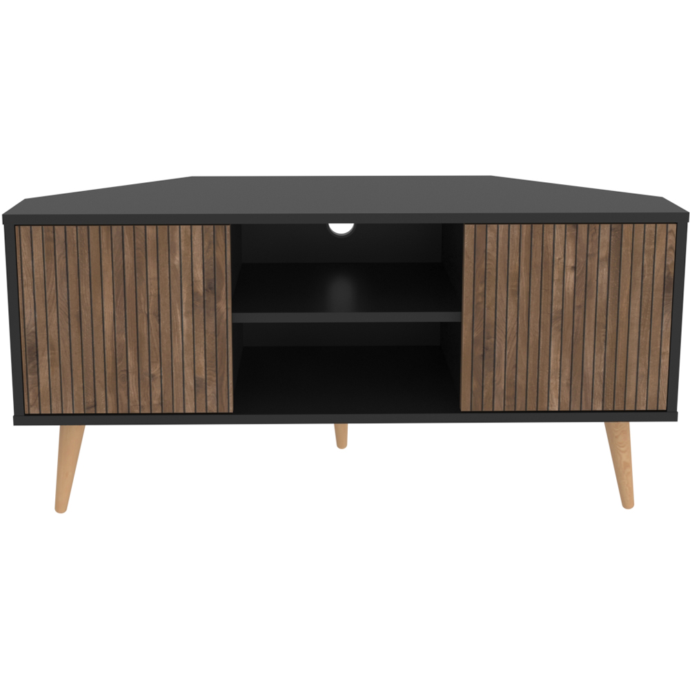 Decorotika Lesson 2 Door 2 Shelf Black and Alina Corner TV Unit Image 6