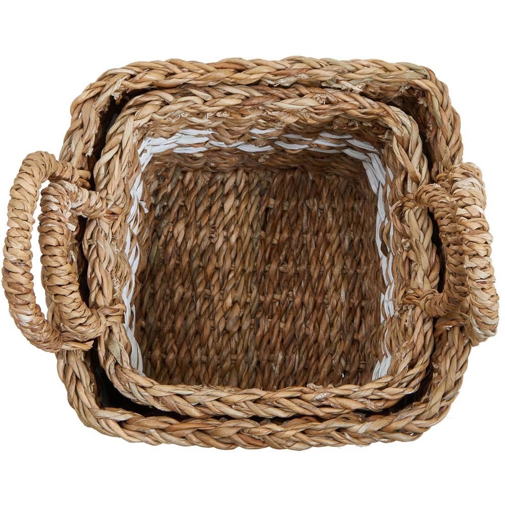 Premier Housewares Natural and Black Square Seagrass Basket 2 Pack Image 4