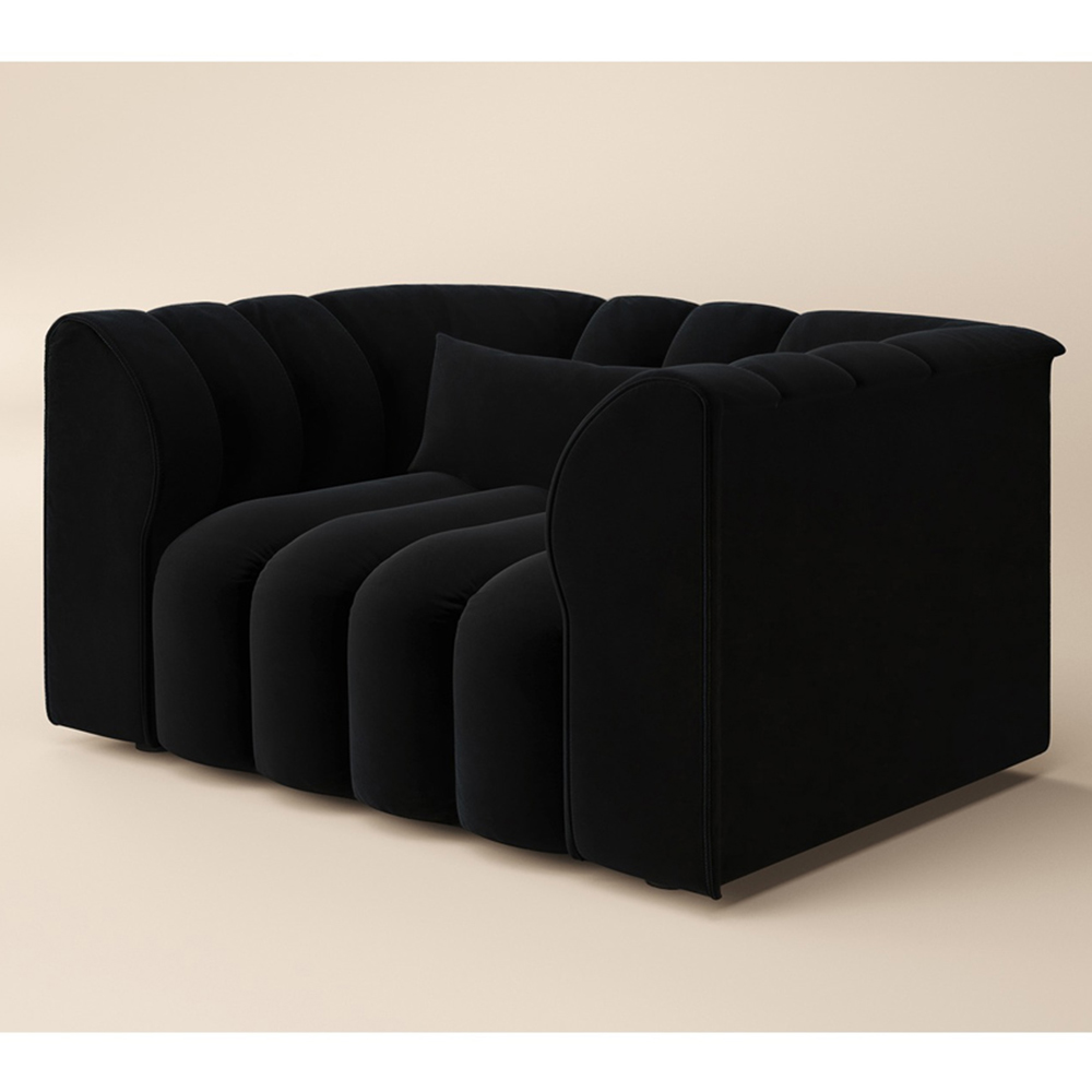 SOLACE+CO Halle Black 2 Seater Loveseat Sofa Image 2