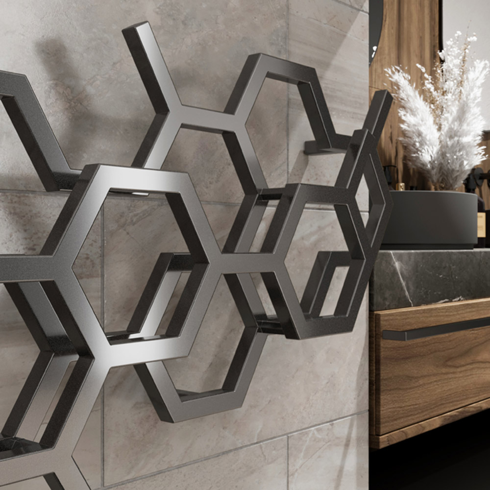 Terma Hex 1081 BTU Sparkling Grey Radiator 502 x 1126mm Image 6