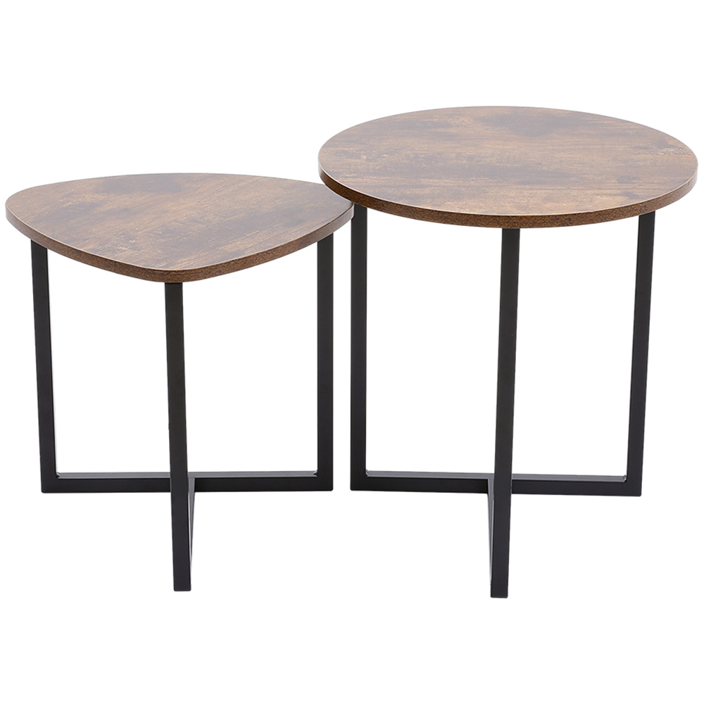 Living and Home Set of 2 Round and Triangular Nest of Tables Image 3