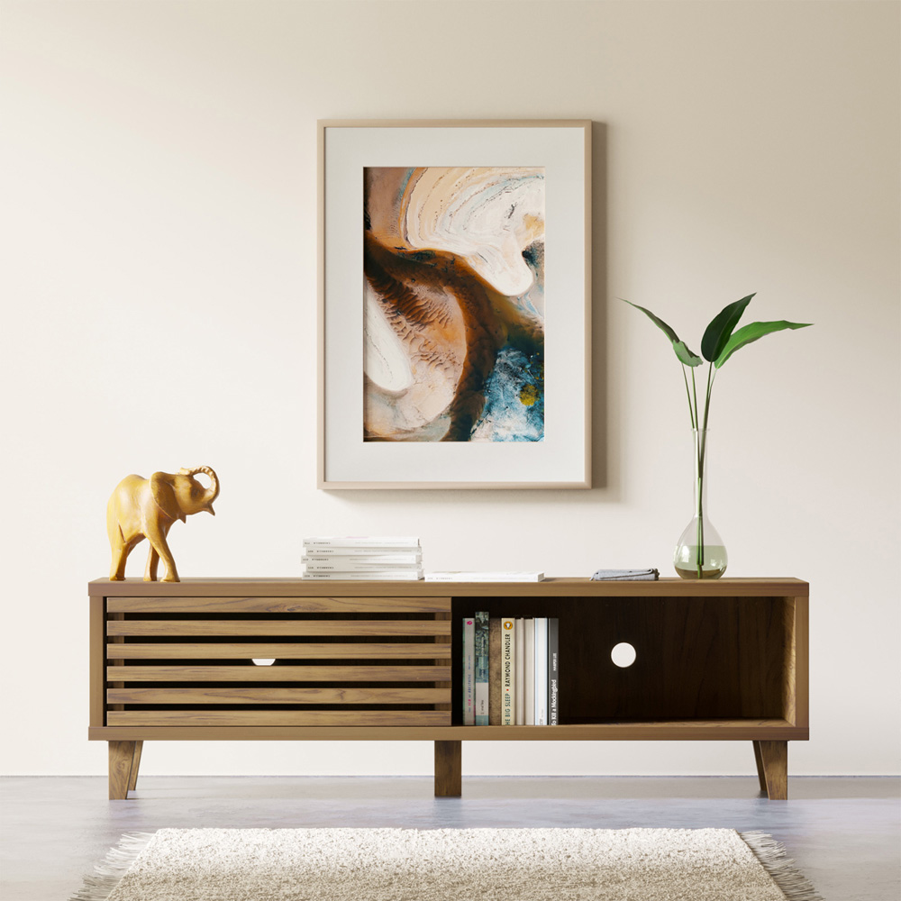 Flexi Storage Erik 2 Door Mango Wood Effect Slatted Wide TV Unit Image 6