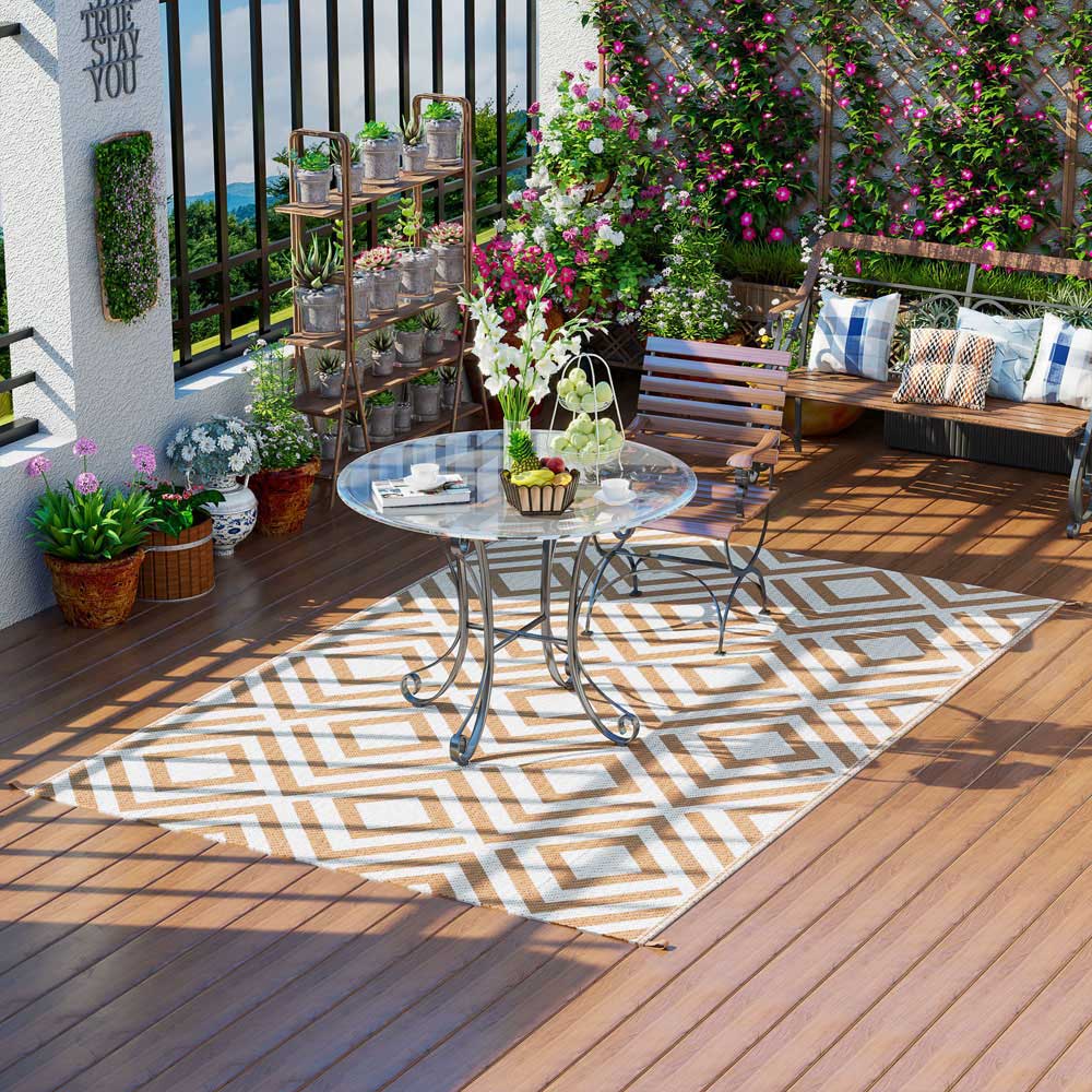 Outsunny Reversible Outdoor Rug Brown Image 4