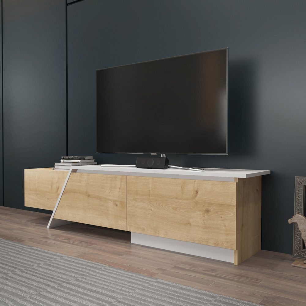 Decorotika Zonas 3 Door Oak and White TV Unit Image 6
