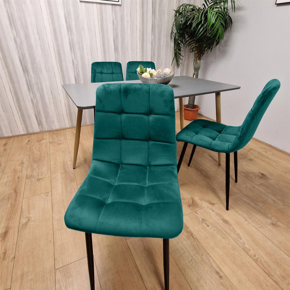 Kosy Koala 4 Seater Wooden Dining Table Set Grey and Green Image 3