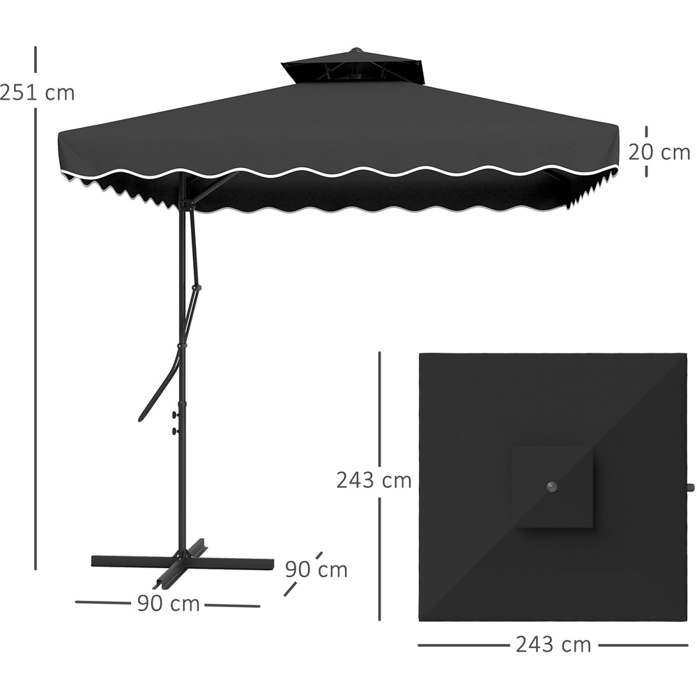 Outsunny 2 Tier Black Cantilever Parasol with Cross Base 2.5m Image 9