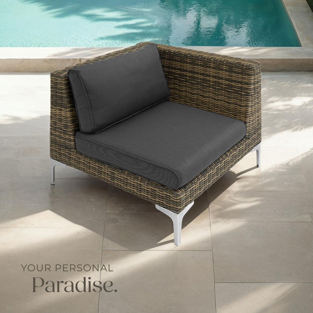tectake Villanova Rattan Left Corner Garden Chair with Cushion Image 8