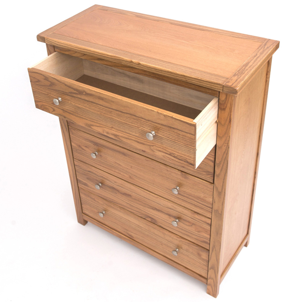 Cabinet Bits Trivento 5 Drawer Brown Chrome Knob Chest of Drawers Image 5