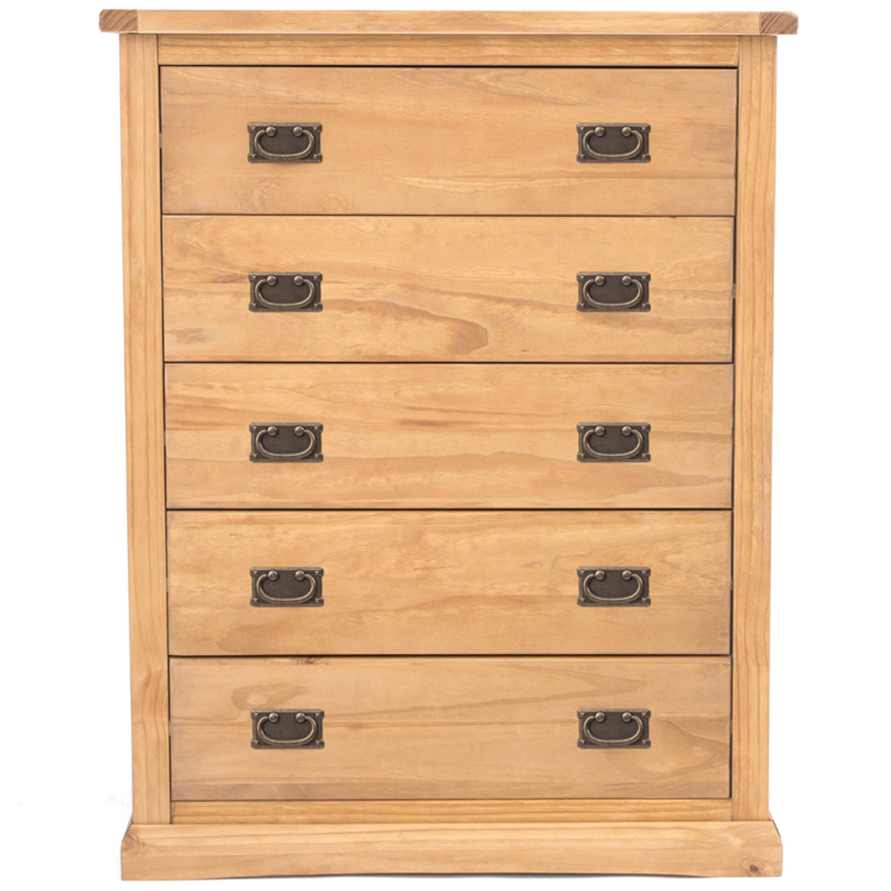 Cabinet Bits Lucca 5 Drawer Brown Brass Drop Handle Chest of Drawers Image 2