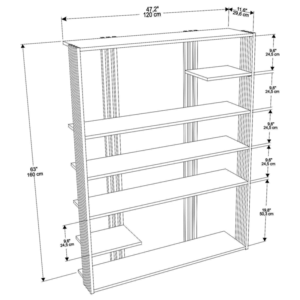 Decorotika Jeni 6 Shelf White and Black Bookcase Image 7