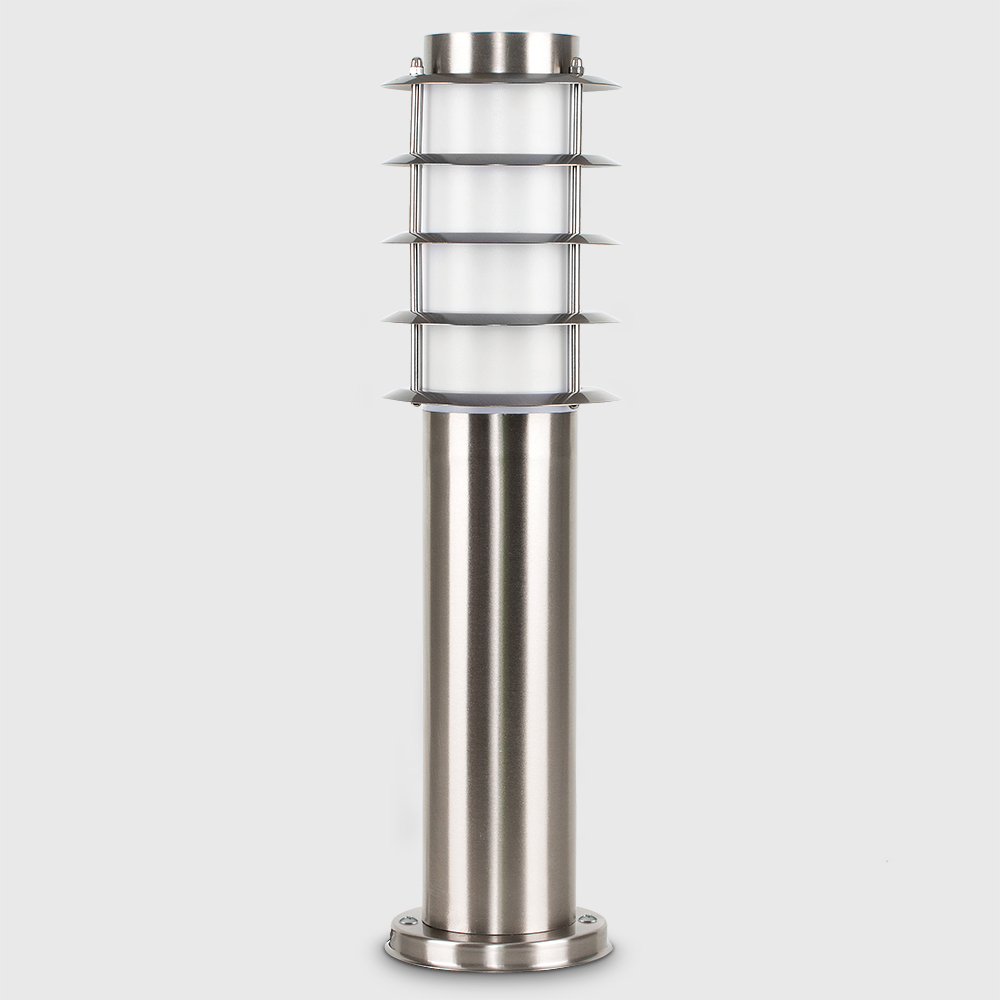 ValueLights Wharf Set of 4 Silver Warm White Bulb Bollard Lights Image 6
