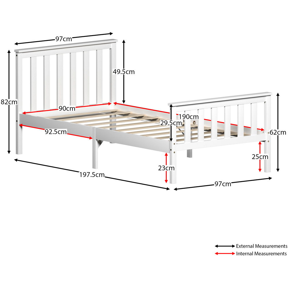Vida Designs Milan Single White High Foot Wooden Bed Frame Image 8
