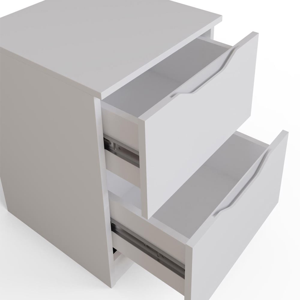 FWStyle Luno 2 Drawer White Modern Bedside Table Image 4