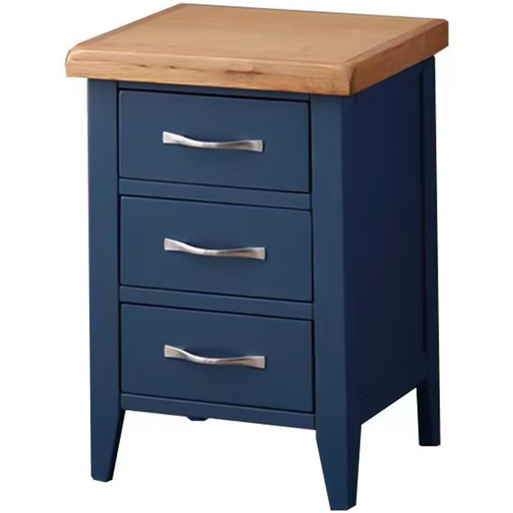 Furniture One 3 Drawer Blue Bedside Table Image 3