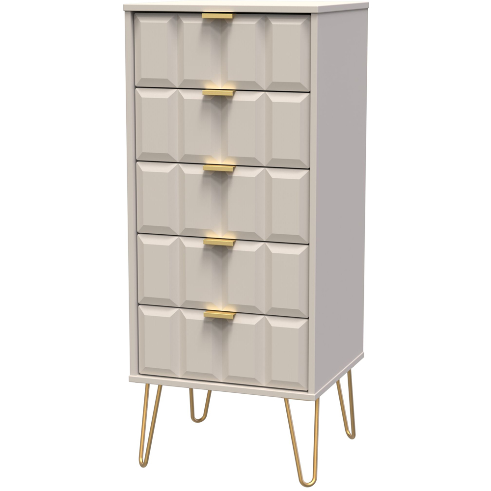 Crowndale Cube 5 Drawer Matt Kashmir Narrow Chest of Drawers Ready Assembled Image 2