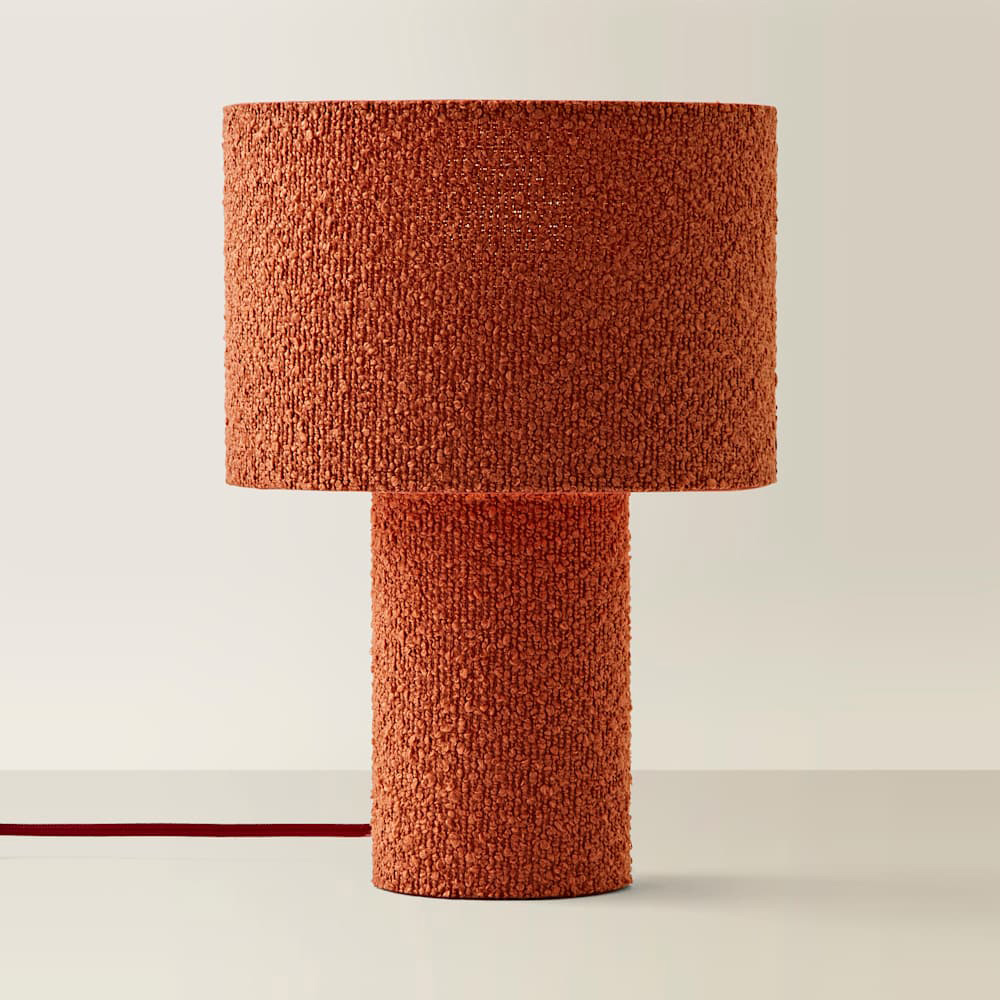 ValueLights Ash Rust Boucle Table Lamp and Bulb Image 3