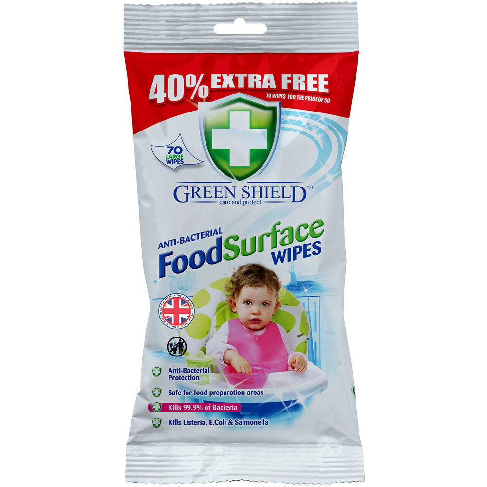 Greenshield Antibacterial Food Surface Wipes 70 Pack Image