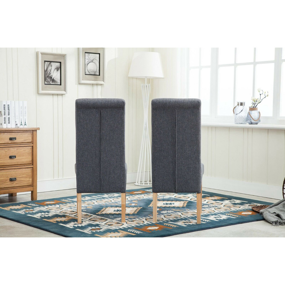 Grey Set of 2 Tufted High Back Fabric Dining Chair Image 4