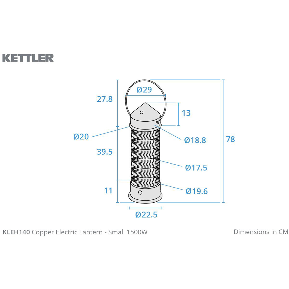 Kettler Copper Small Lantern Electric Heater 1500W Image 9