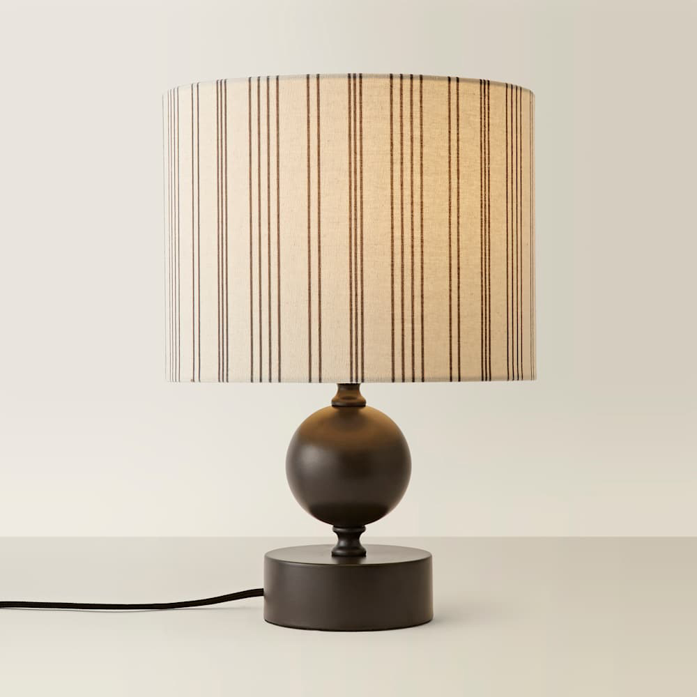 ValueLights Anthony Linen Stripe Shade Candlestick LED Table Lamp with Bulb Image 4