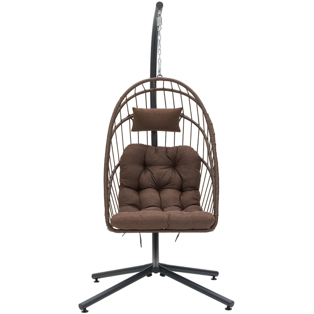 Living and Home Single Wicker Hanging Egg Chair with Cushion and Headrest Image 2