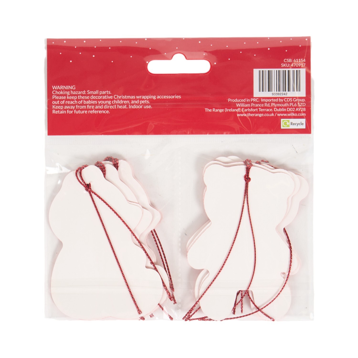 Pack of 12 Teddy Bear Gift Tags Brown Image 3