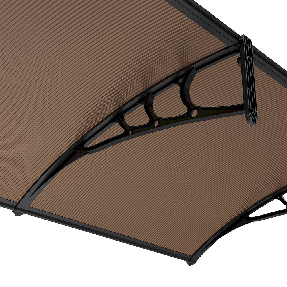 Living and Home Dark Brown Curved Door and Window Canopy 2 x 1m Image 3