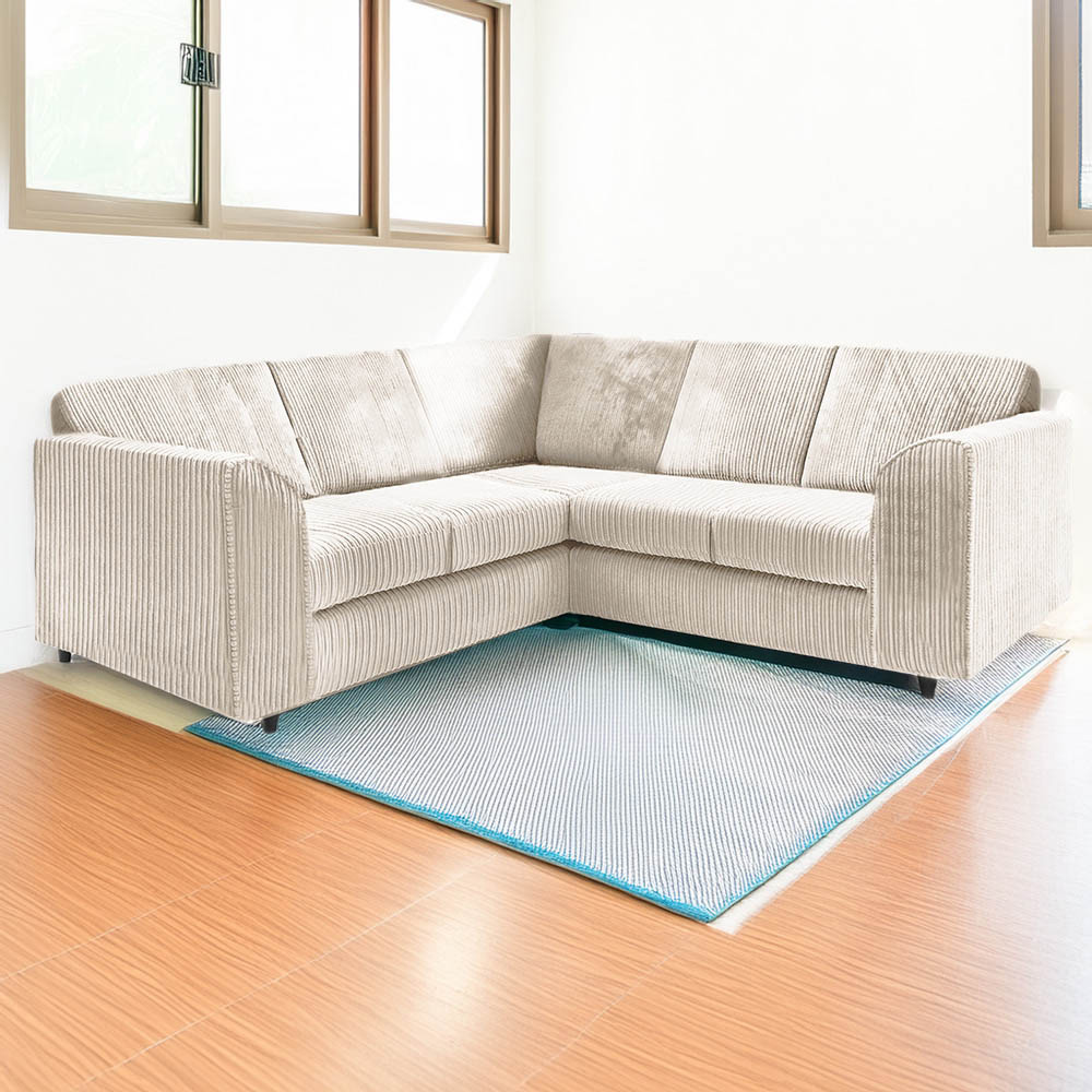 Luxor 5 Seater Cream Jumbo Cord Full Back L Shaped Corner Sofa Set Image 1