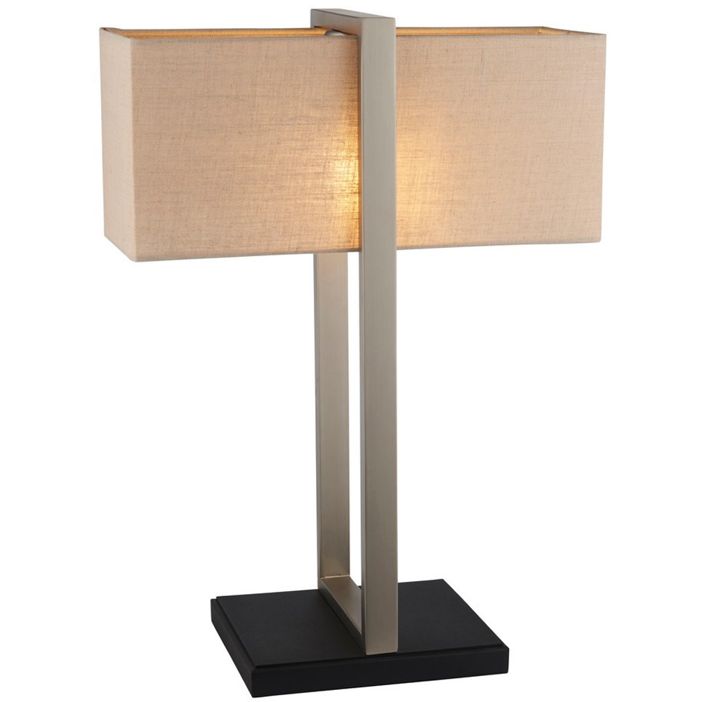 Merano Livigno Natural Linen Satin Nickel Table Lamp Image 3
