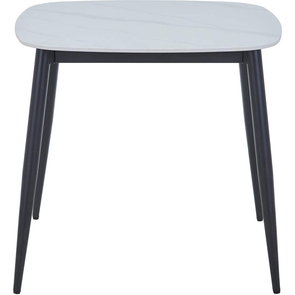 Core Products Aspen 2 Seater Square Dining Table Gloss White Sintered Stone and Black Image 2