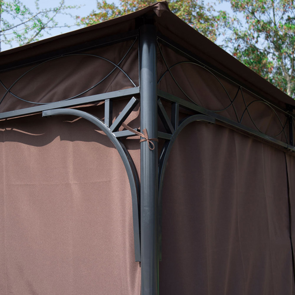 3x3m Gazebo Metal Brown Image 6