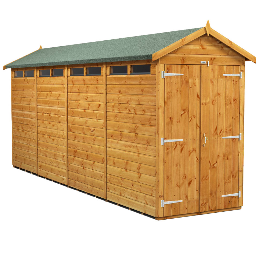 Power Sheds 16 x 4ft Double Door Apex Security Shed Image 1
